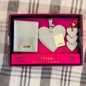 Trina Turk Metallic Silver Travel Set with Heart Tags